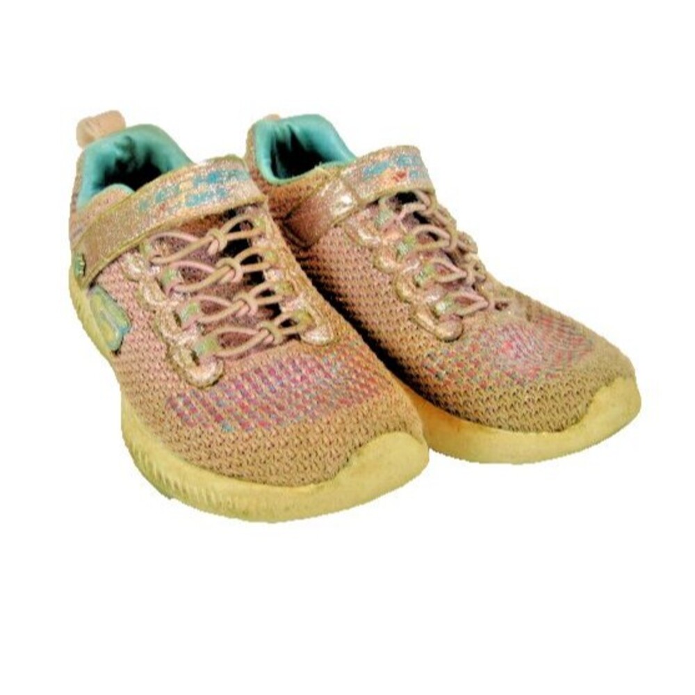 Girls Skeechers "lil Bobs" Glittered Sneakers Running Shoes sz Child 3.5